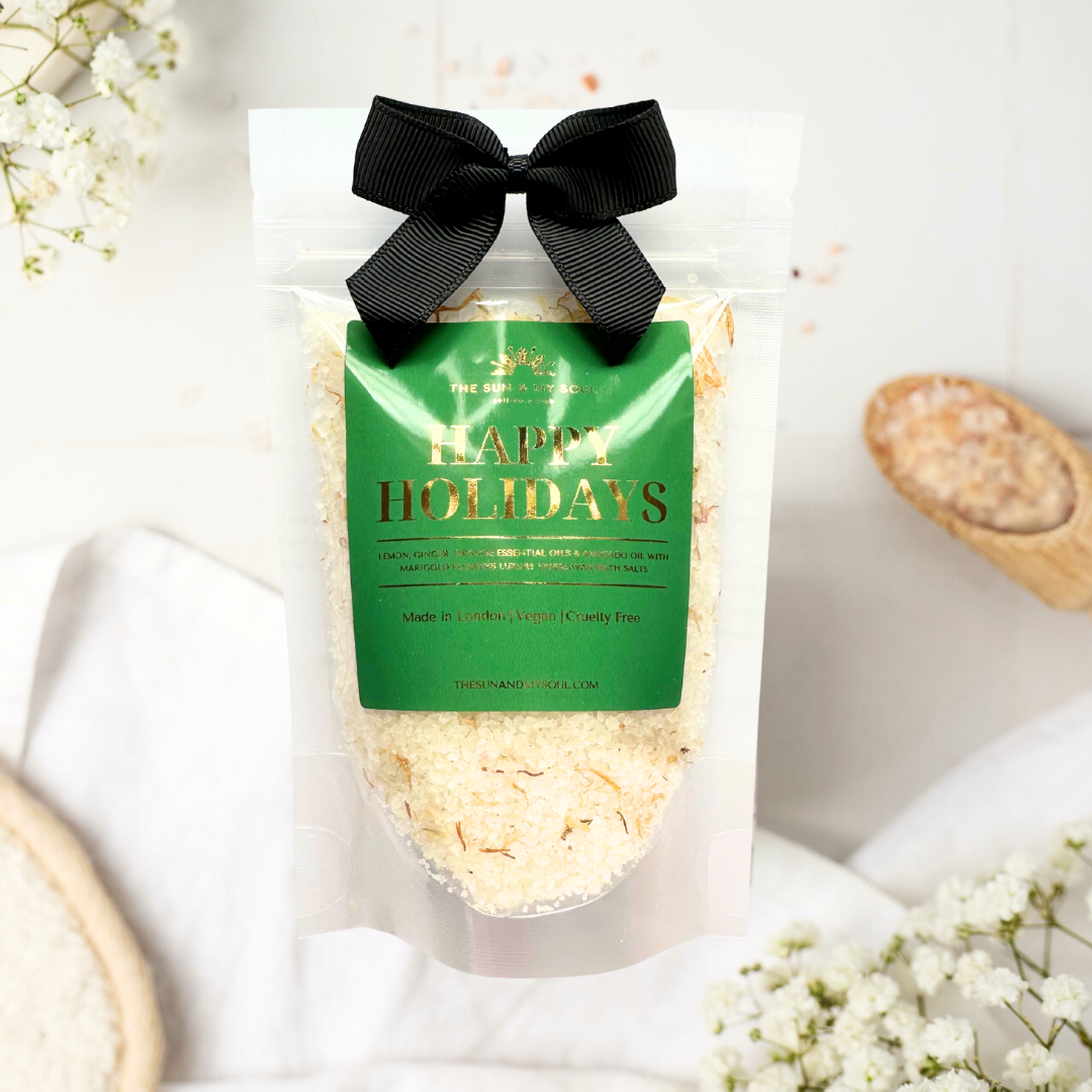 Happy Holidays Christmas Soak Luxury Himalayan Bath Salts – Lemon Ginger Scent
