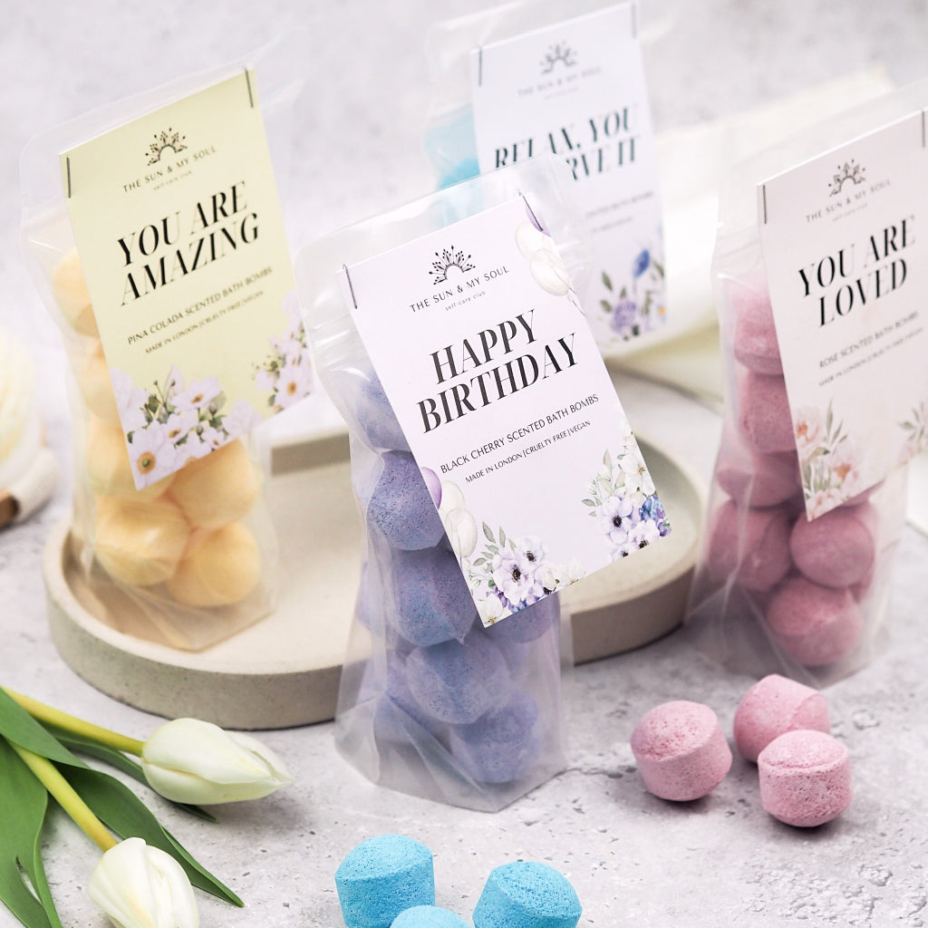 Happy Birthday - Black Cherry Mini Bath Bombs (Pack of 15)