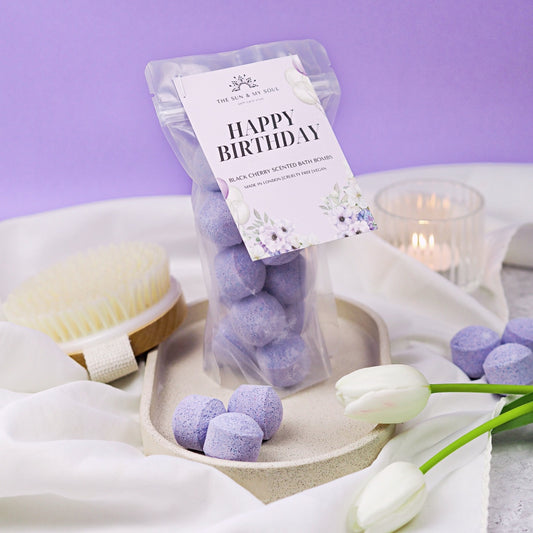 Happy Birthday - Black Cherry Mini Bath Bombs (Pack of 15)