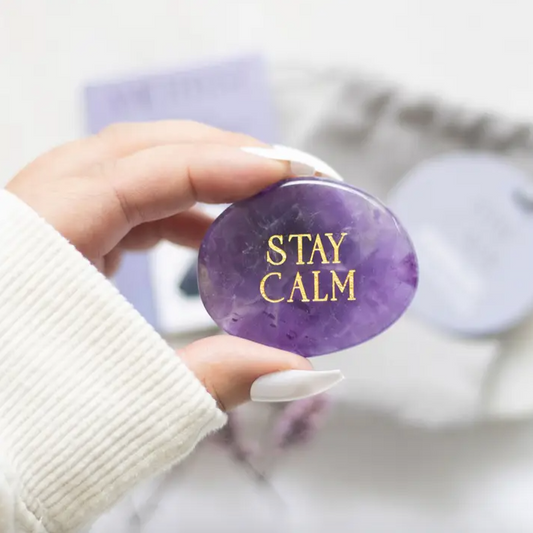 Stay Calm Amethyst Crystal Palm Stone