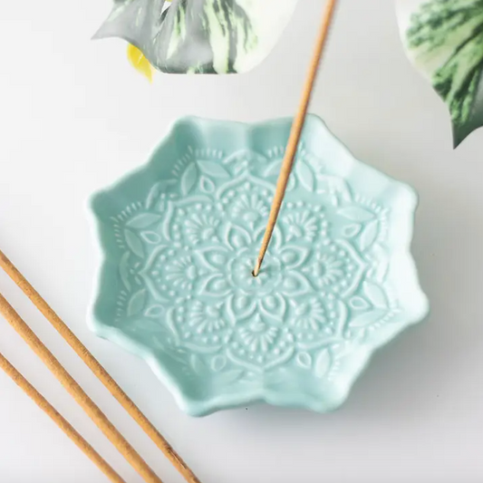 Blue Mandala Ceramic Incense Holder Plate