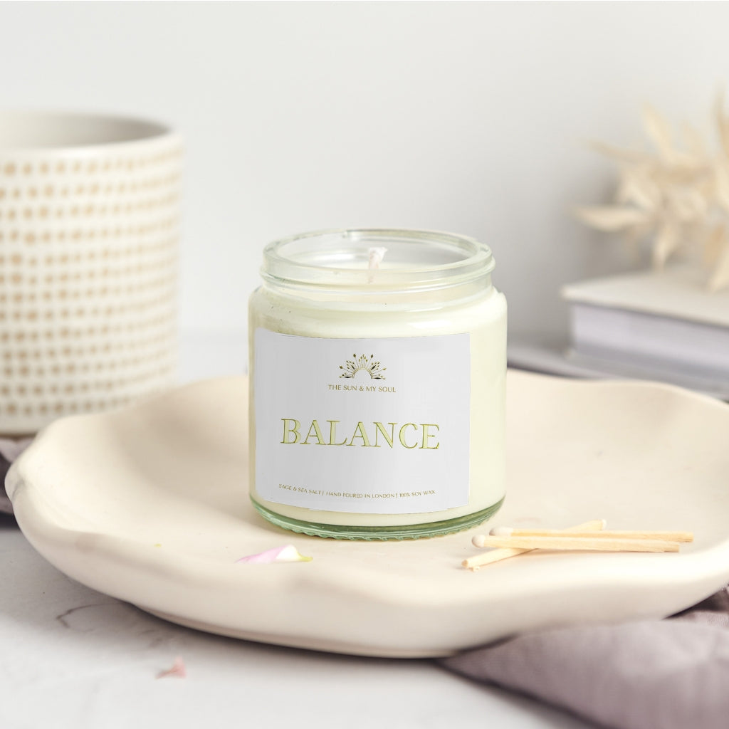 Balance - Sage Sea Salt Scented Soy Candle for Relaxation and Harmony
