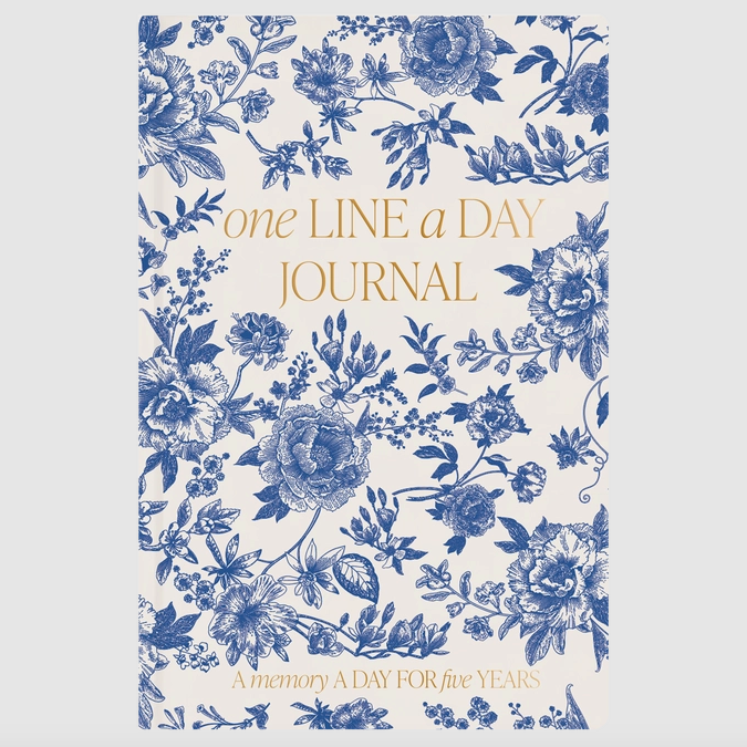 one line a day blue floral memory book