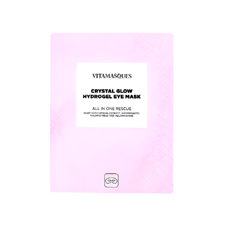 Vitamasques Crystal Glow Hydrogel Eye Mask packaging on a white background