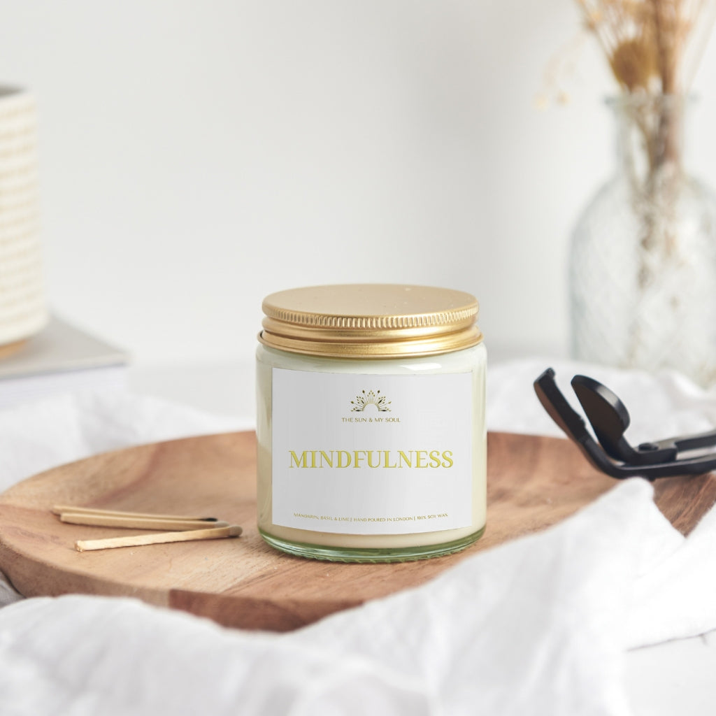 Mindfulness - Mandarin, Basil, Lime Scented Soy Candle for Relaxation