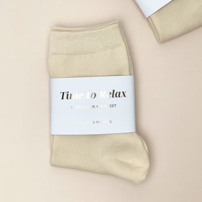 Time to Relax Cosy Cotton Socks - Beige