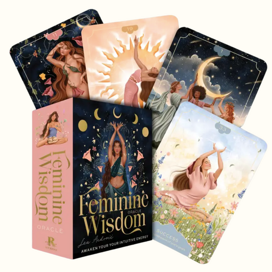 Feminine Wisdom Oracle cards with a box on a white background