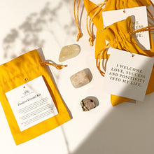 Load image into Gallery viewer, Positive Crystal Kit with Affirmation Card - Set of 3 Crystals (Citrine, Sunstone, Rhodonite)
