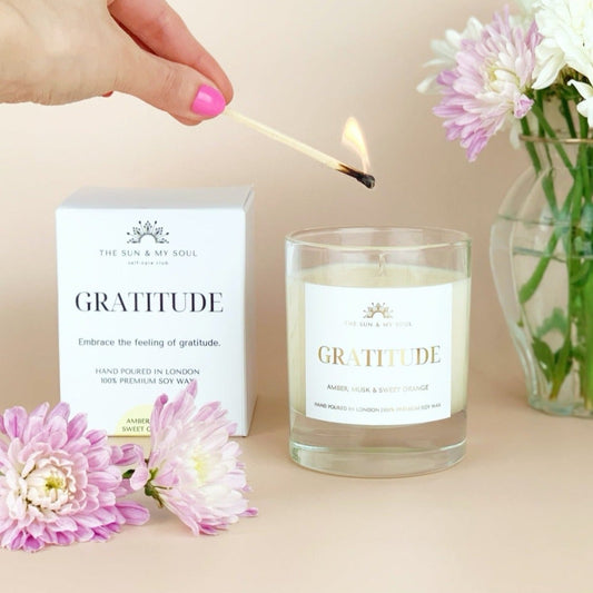 Gratitude - Amber Sweet Orange Scented Premium Soy Wax Candle