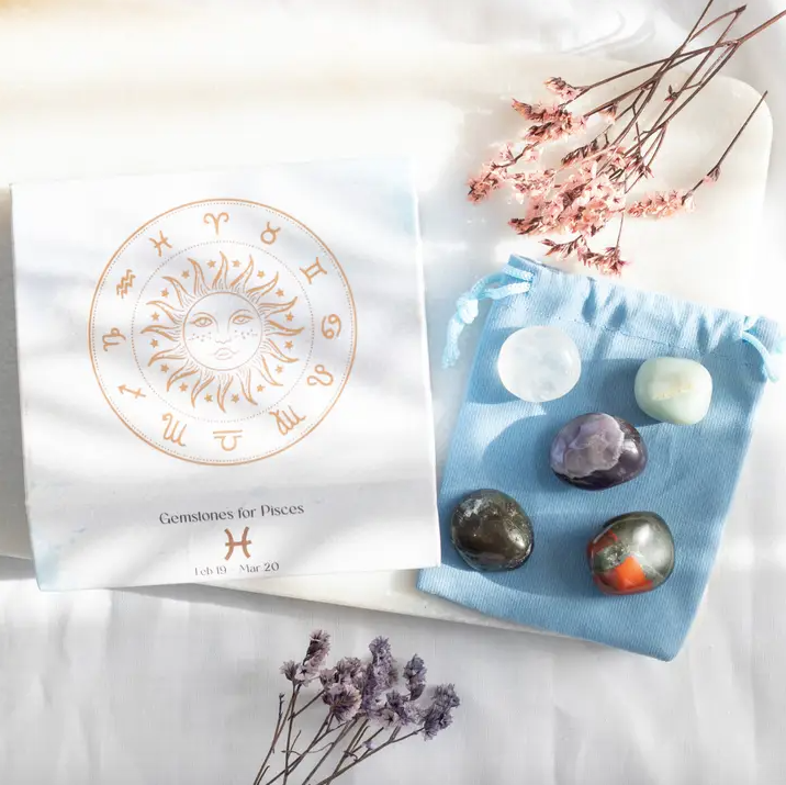 Zodiac Crystal Tumblestone Set - Birthday Gift by Star Sign