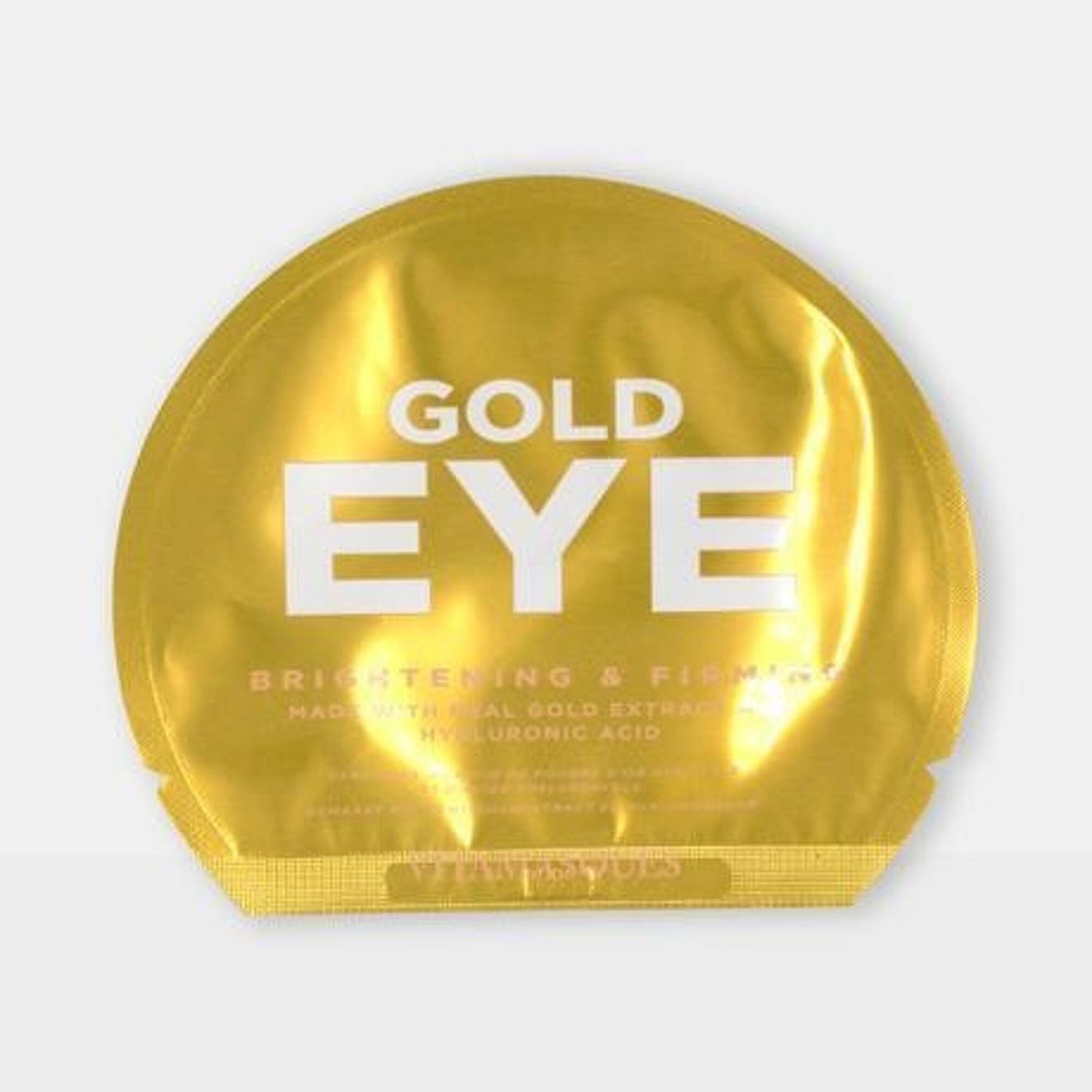 Gold eye mask packaging with 'Gold Eye' branding on a light gray background