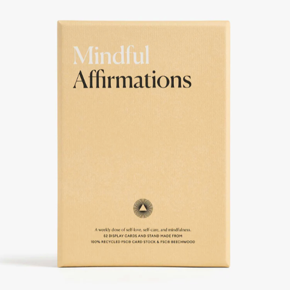yellow box with 'Mindful Affirmations' text on a white background