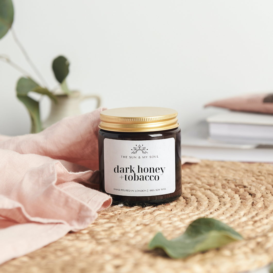 Dark Honey + Tobacco Scented Soy Candle