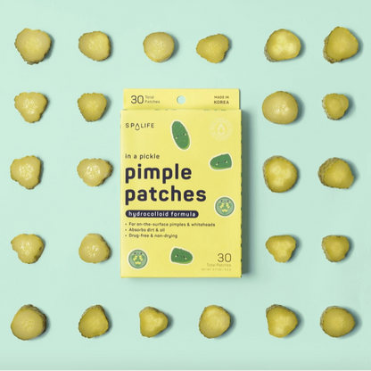 SpaLife pimple patches packaging with multiple patches on a light green background