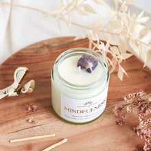 Load image into Gallery viewer, Mindfulness Crystal Candle with Amethyst, Scent - Fresh Citrus, Bergamot &amp; Jasmine
