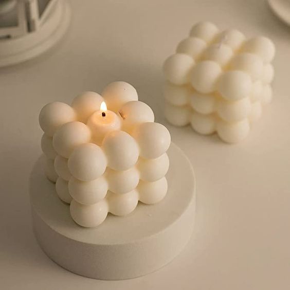 Bubble Soy Candle - Unscented Natural White