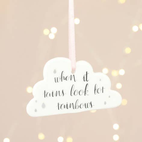 'Look for Rainbows' Cloud Ceramic Keepsake Hanging Decoration