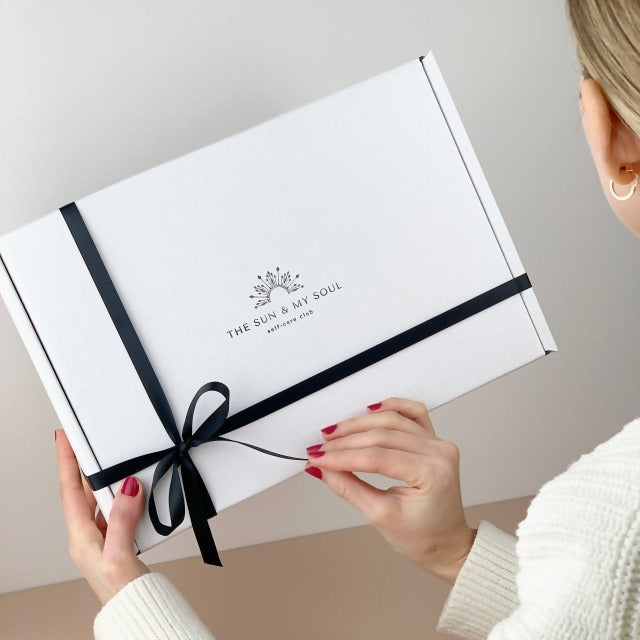 white gift box with logo