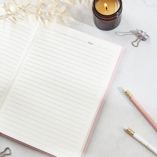 lined notebook pink cover