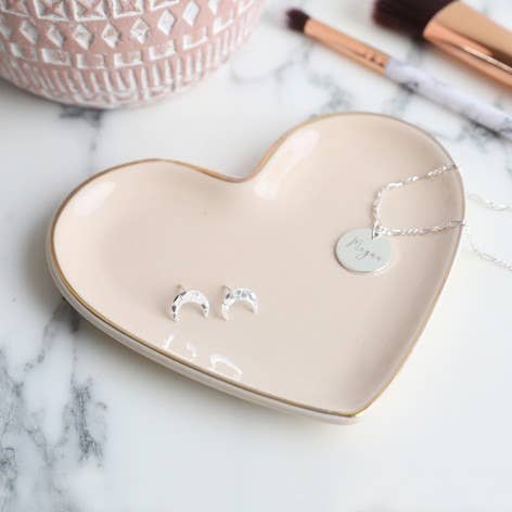 Pink Heart Shaped Ceramic Trinket Dish