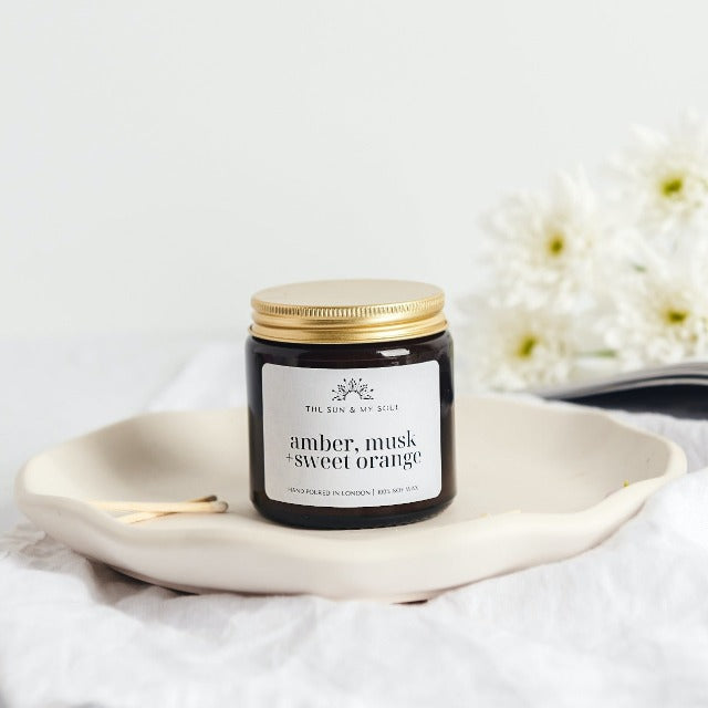 Amber, Musk + Sweet Orange Soy Candle