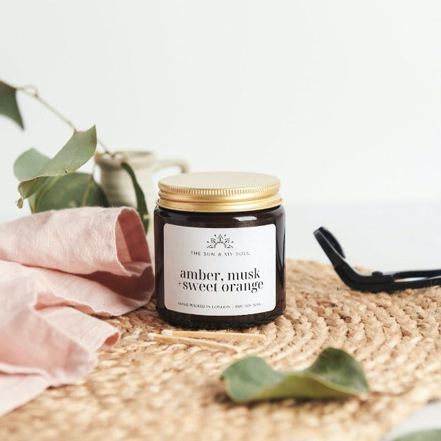 Amber, Musk + Sweet Orange Soy Candle