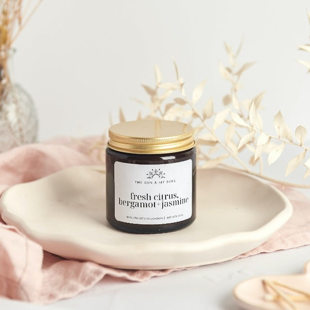 fresh citrus bergamot jasmine soy candle