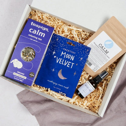 calm self-care wellbeing box lavender unwind relax
